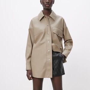 Zara Beige Faux Leather Jacket